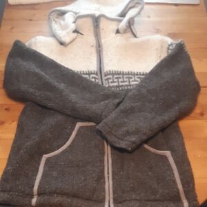 Size Large - Zip Up - Cozy Two-Tone Hooded Jacket Unisex